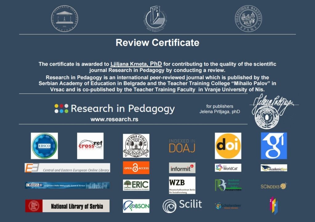 Research in pedagogy Certificate